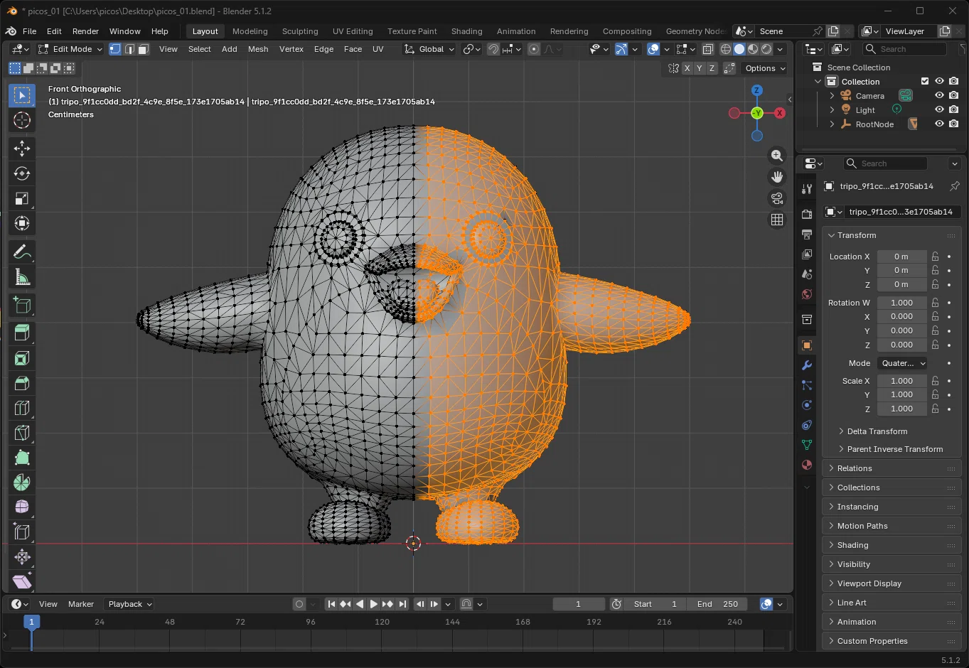 Making models created with Tripo AI symmetrical in Blender｜picos