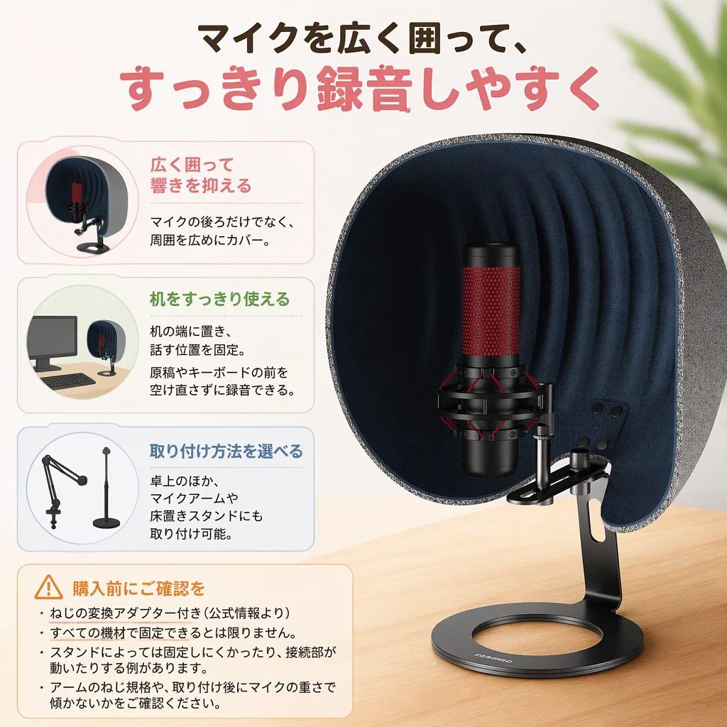 マイクの反響音対策で録り直しを減らすリフレクションフィルターの