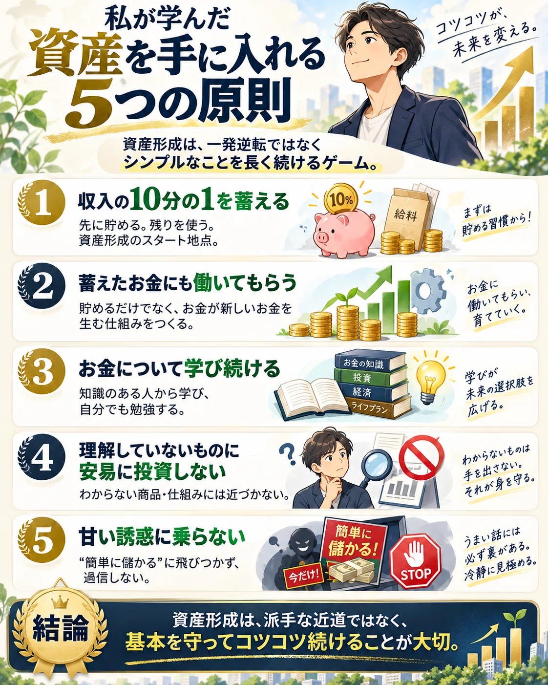 図解】バビロンの大富豪から学ぶ！「資産を手に入れる方法」と「それ