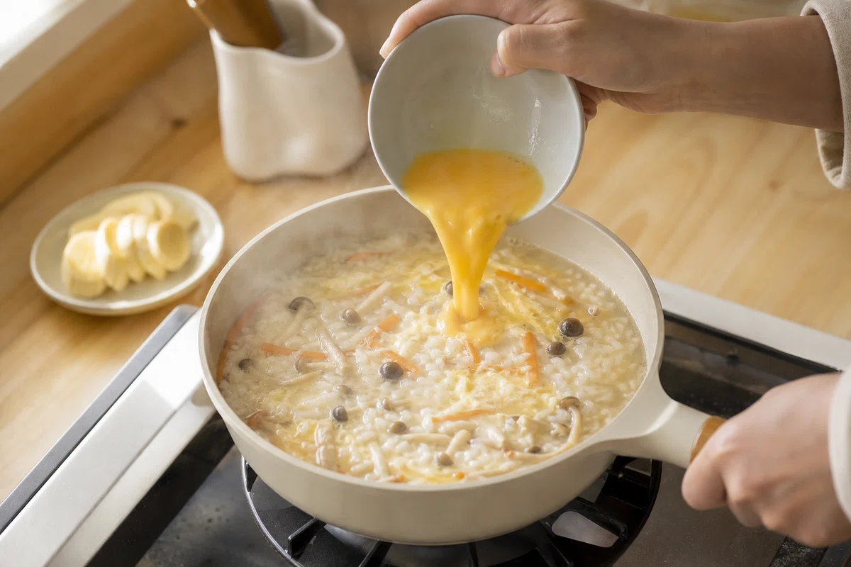 [Breakfast | 10/6 (Tue)] Mushroom and Egg Zosui | 12 minutes in one pot ...