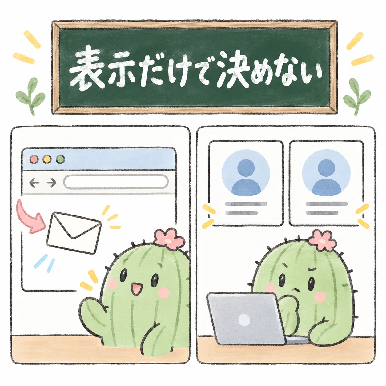表示だけで決めない。受け取り表示とアカウント照合を分ける図