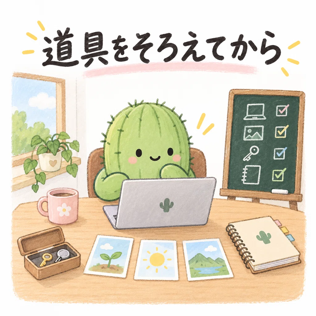 サボテン先生の図解：始める前に用意するもの