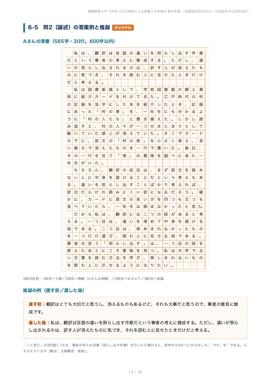 [2027 Academic Year] Keio University Faculty of Letters Self ...