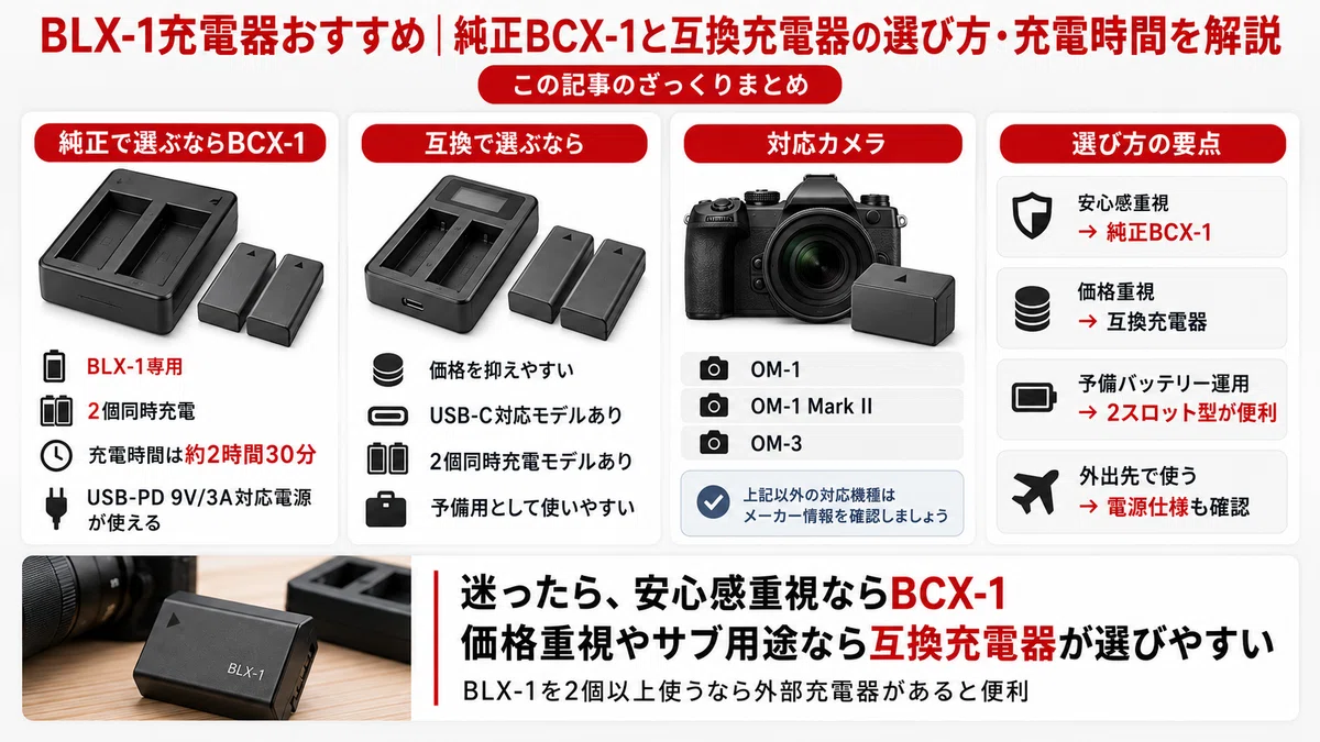 [OM SYSTEM] BLX-1 Charger Recommendations | How to Choose Between the ...