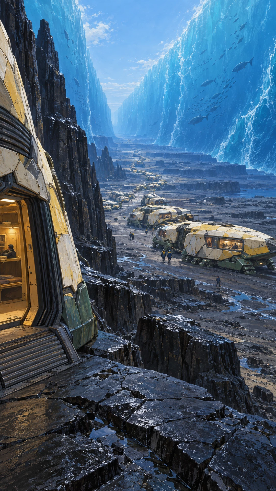 Path Traced Image To a Town Traveling Beneath Fish Shadows—A Collection of 24 Sci-Fi ...