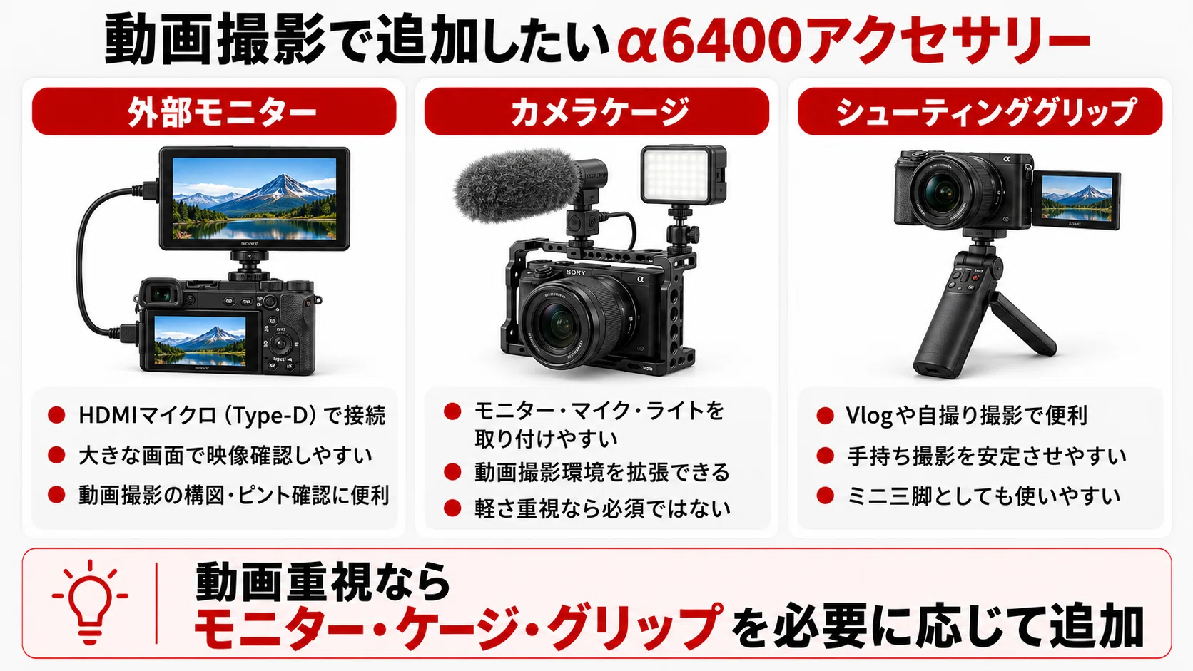 SONY】α6400アクセサリーおすすめ｜必要なもの・一緒に買うべき