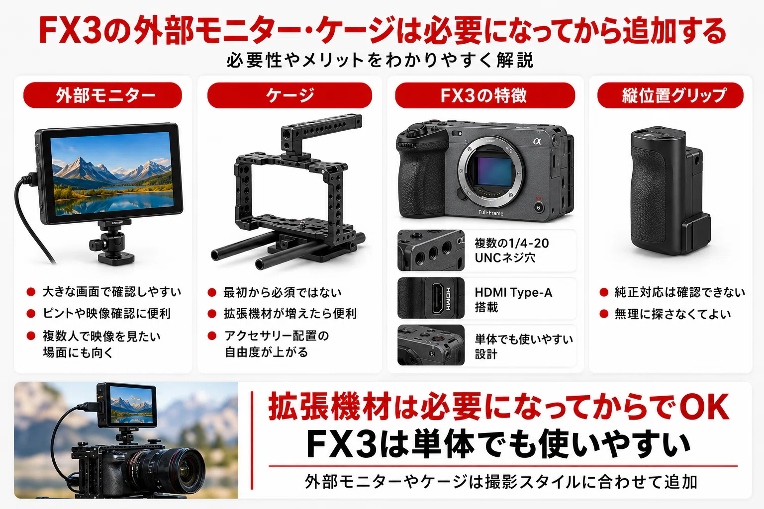 SONY】FX3アクセサリーおすすめ｜一緒に買うもの・SDカード