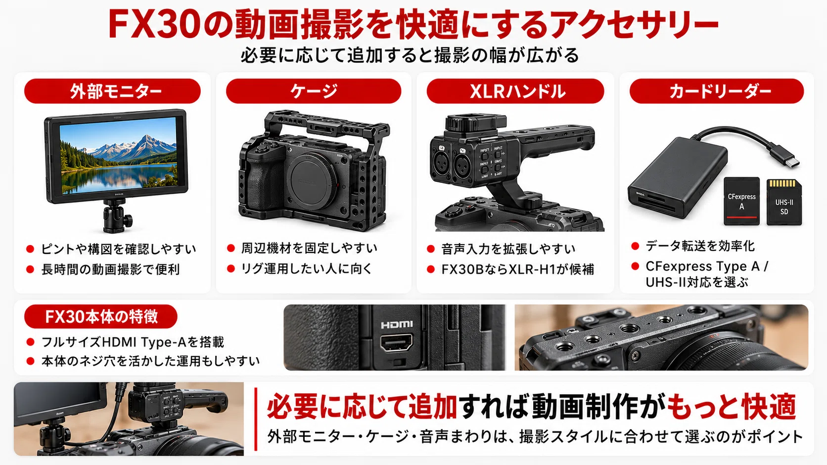 SONY】FX30 アクセサリーおすすめ｜一緒に買うべき必須アイテムと撮影