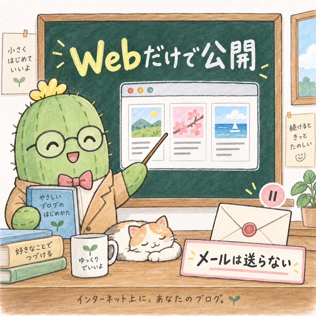 Webだけで公開しメールは送らない説明