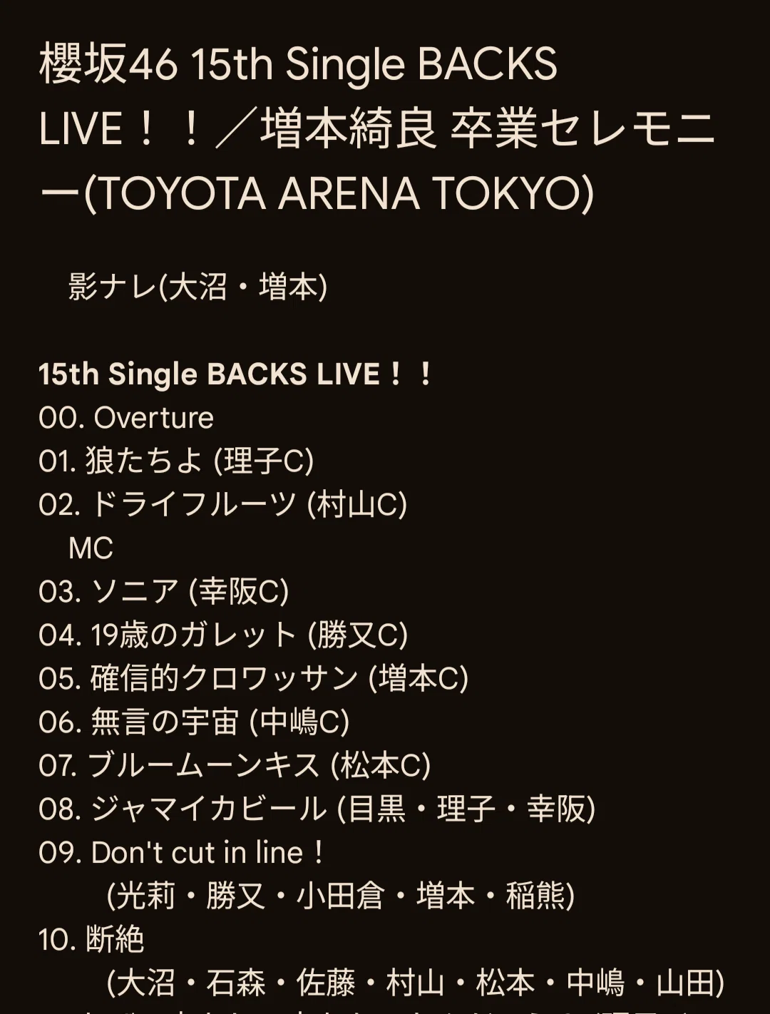 ウメケヤゆるふてブログ ♯28 「櫻坂46 15th Single BACKS LIVE