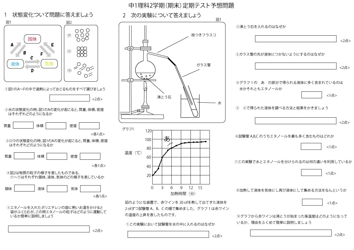 Note 5 Test 1st Year Junior High Science 2nd Semester (Final) Mock Test|ブリッジぷりんと
