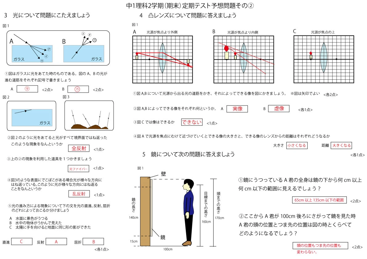 Note 5 Test 1st Year Junior High Science 2nd Semester (Final) Mock Test|ブリッジぷりんと