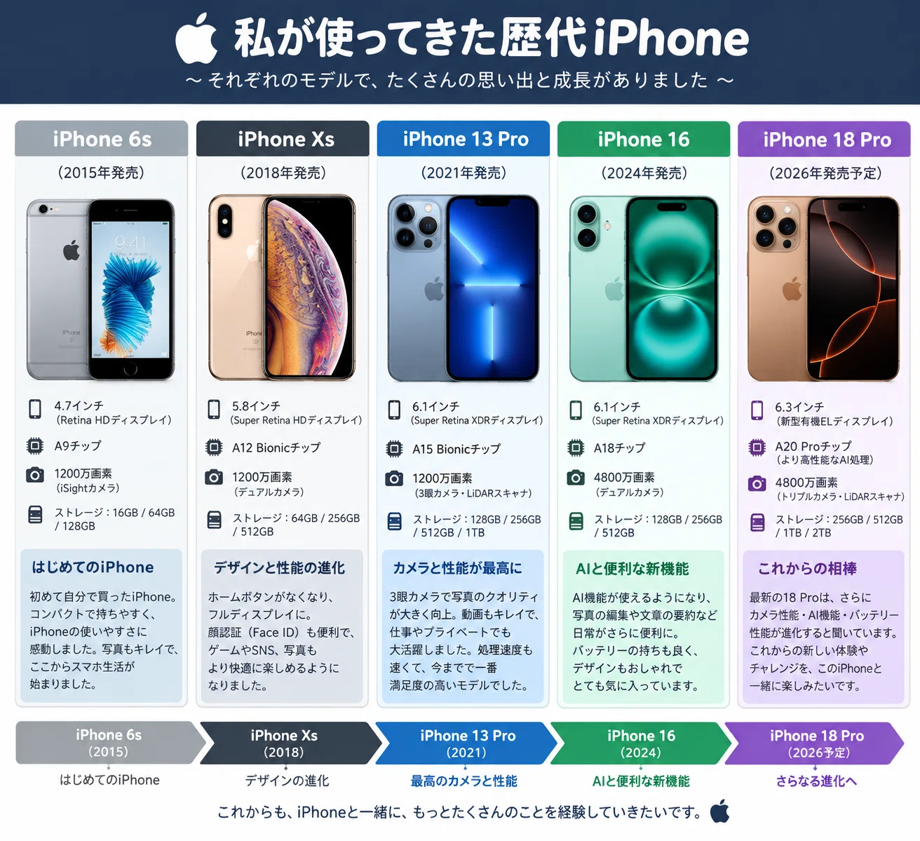 自分が使った歴代iPhone｜RANMAL（らんまる）