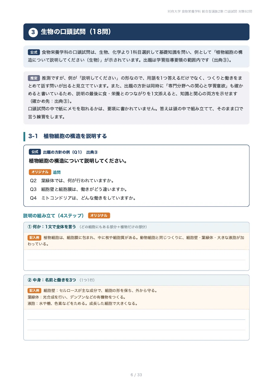 [Beppu University, Faculty of Food and Nutritional Sciences] Prepare ...