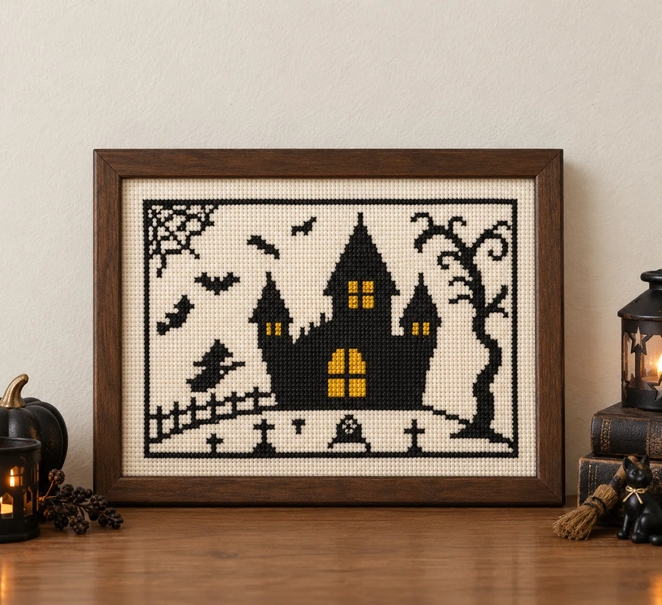 Cross Stitch Pattern [Witch and Castle] (Free PDF)｜u-ko