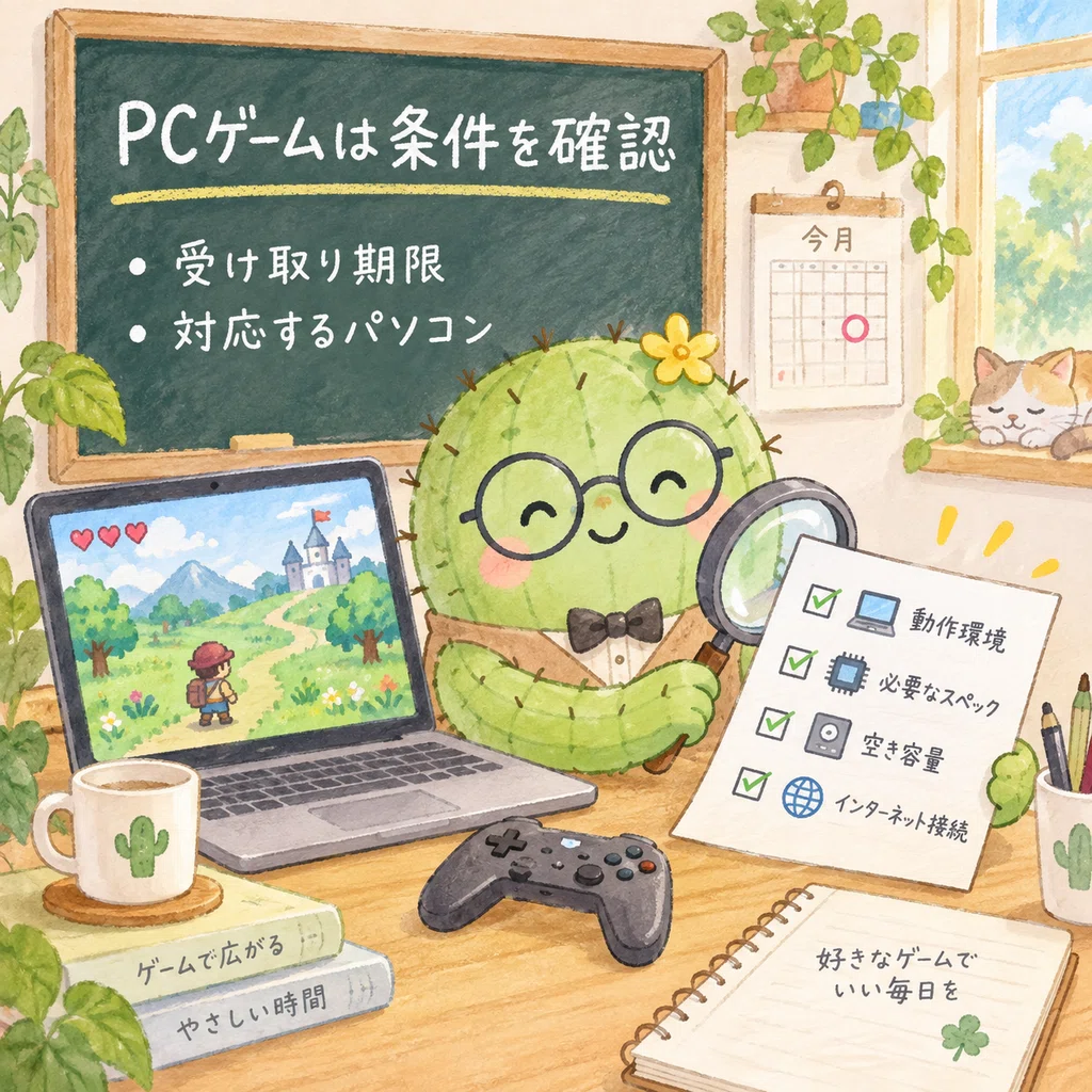 PCゲームを受け取る前に期限と対応するパソコンを確かめる