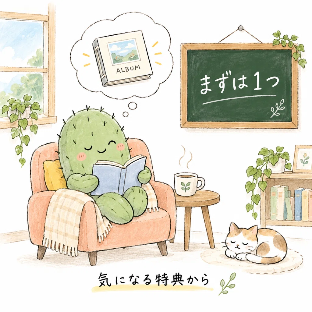 全部を使おうとせず、気になった特典を1つ試す