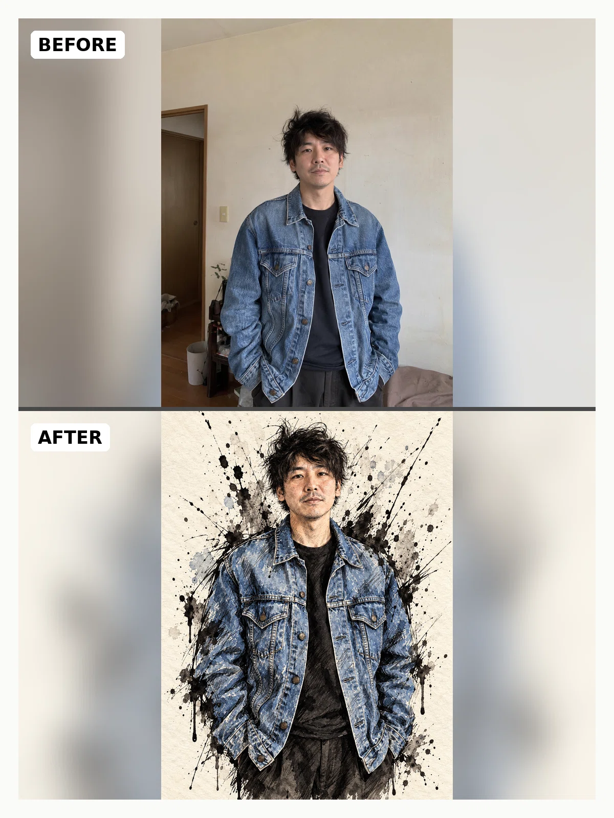 Ink Drawing × Pen Drawing × Watercolor × Splatter Prompt｜カワルエ