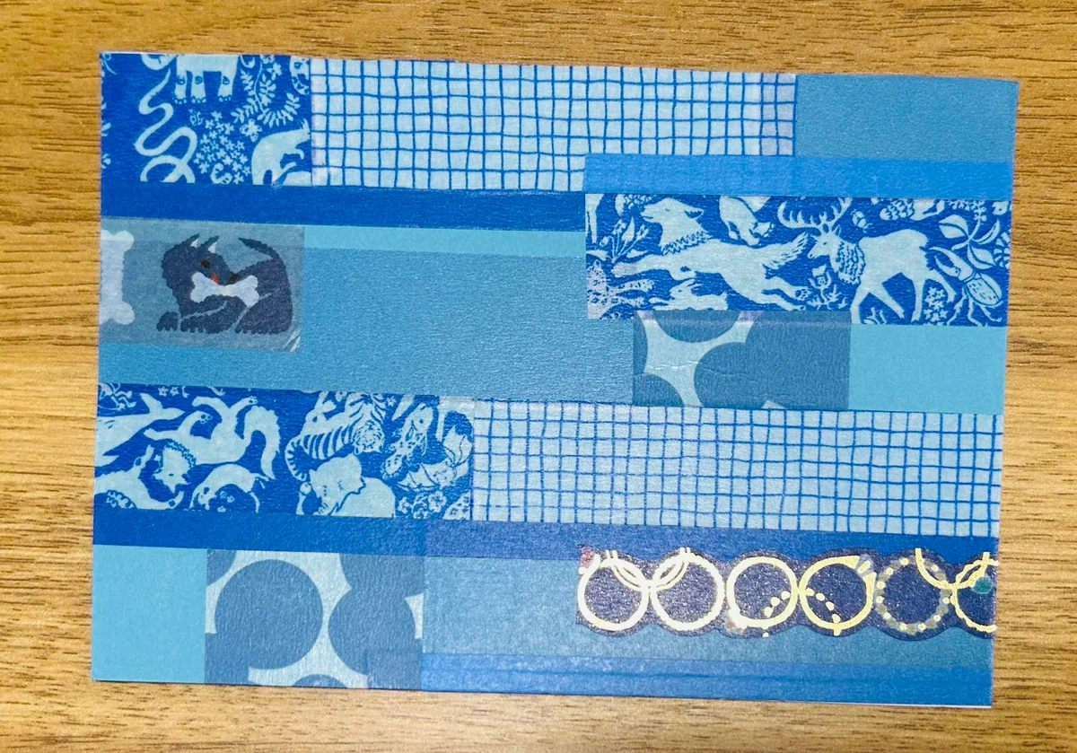 [September Postcrossing Record] Skeleton collage on a recipe card ...