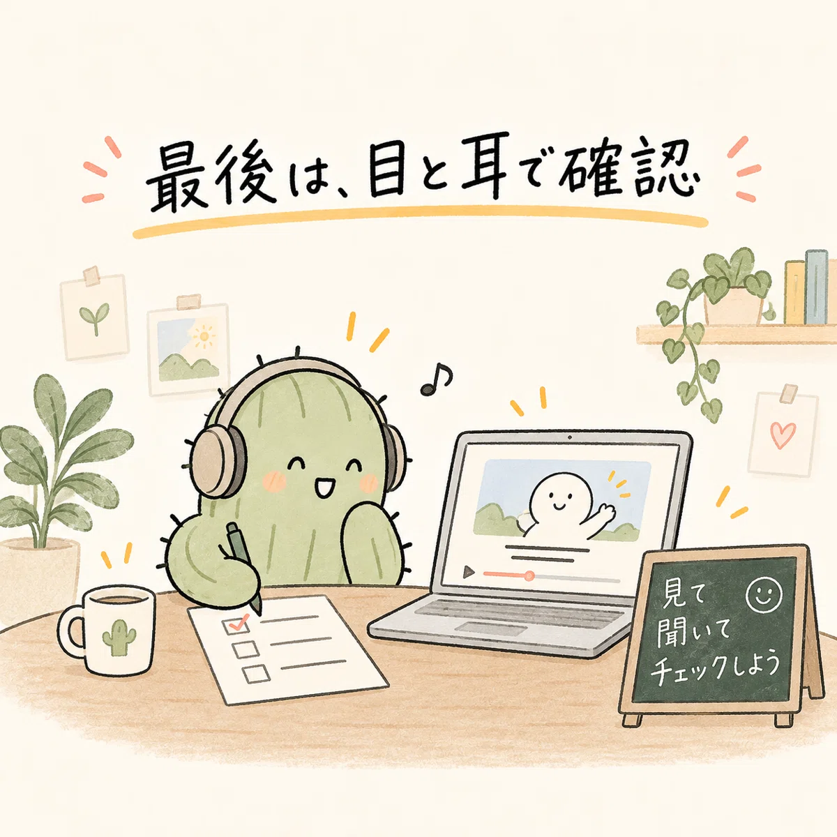 最後は、目と耳で確認