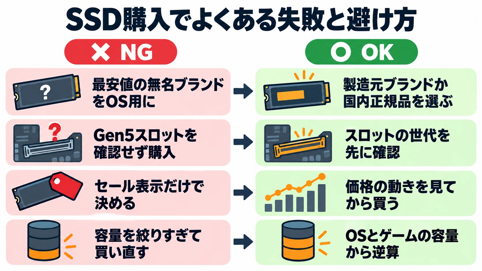 内蔵SSDの価格はいくら 容量別・種類別の相場と高い理由・安く買うコツ