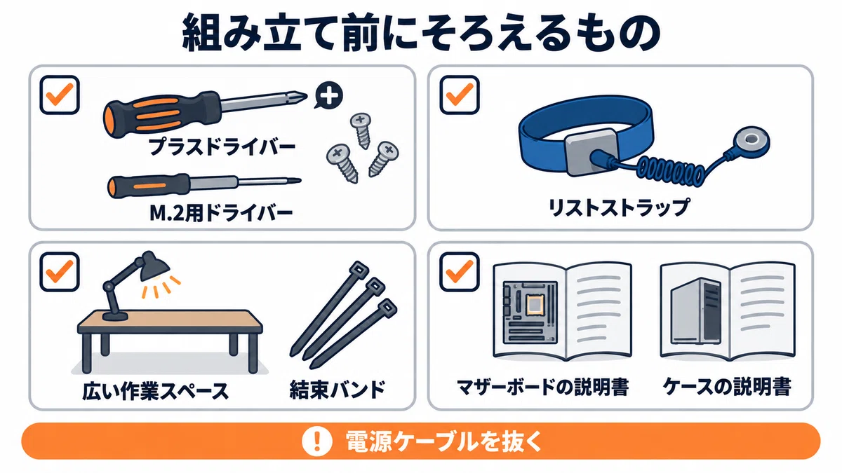 自作PCの組み立て手順 工具の準備から初回起動まで10ステップで図解