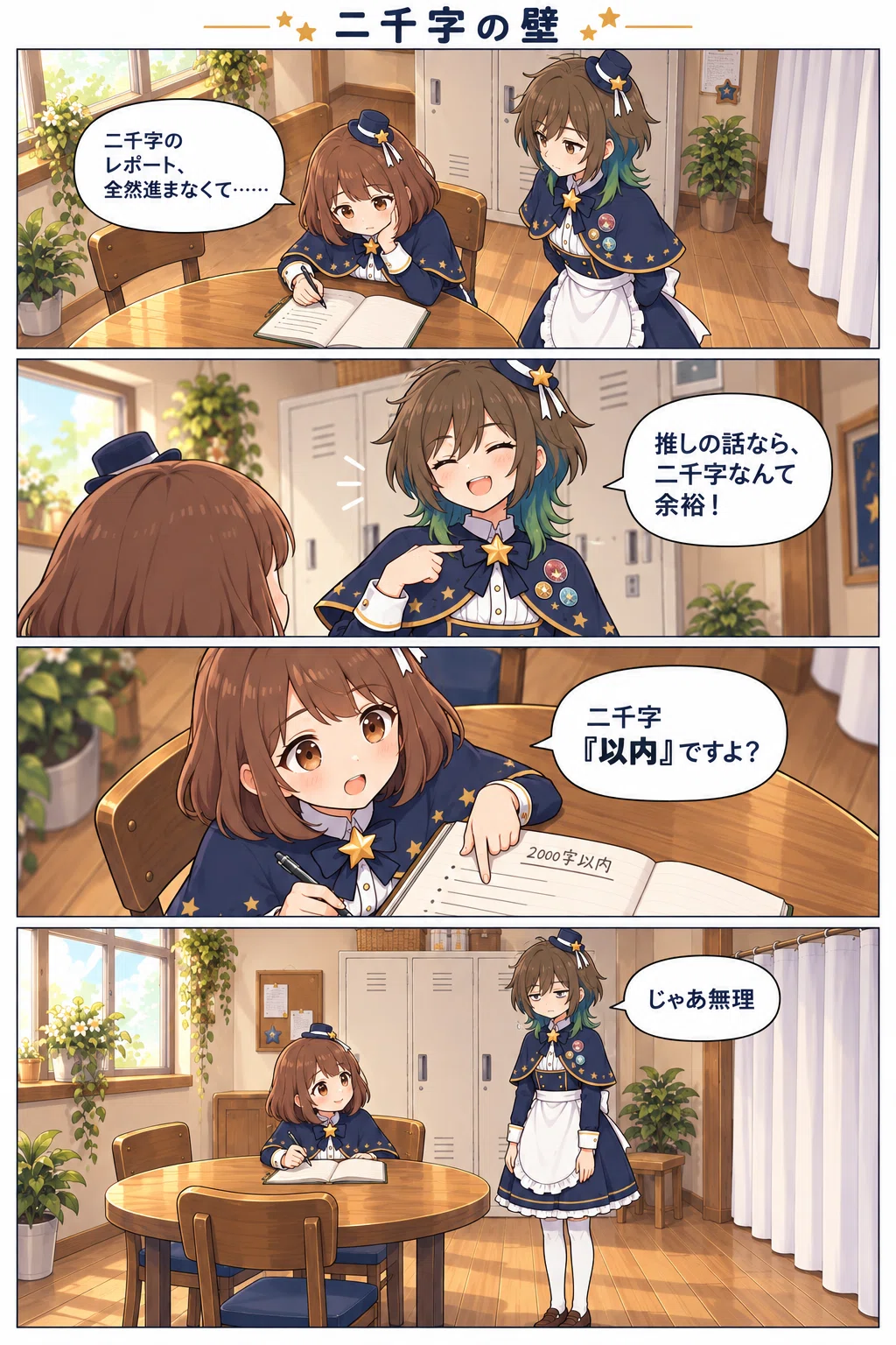 [4-Panel Manga] The 2,000-Character Barrier | Yume Struggling with a ...
