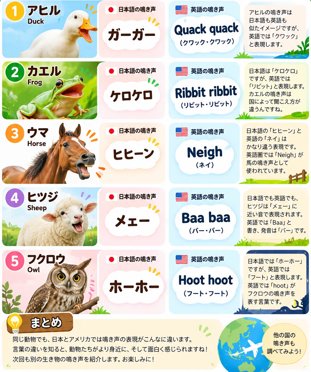 So Different Between Japan and the US! 5 Animal Sounds Part 2 [World ...