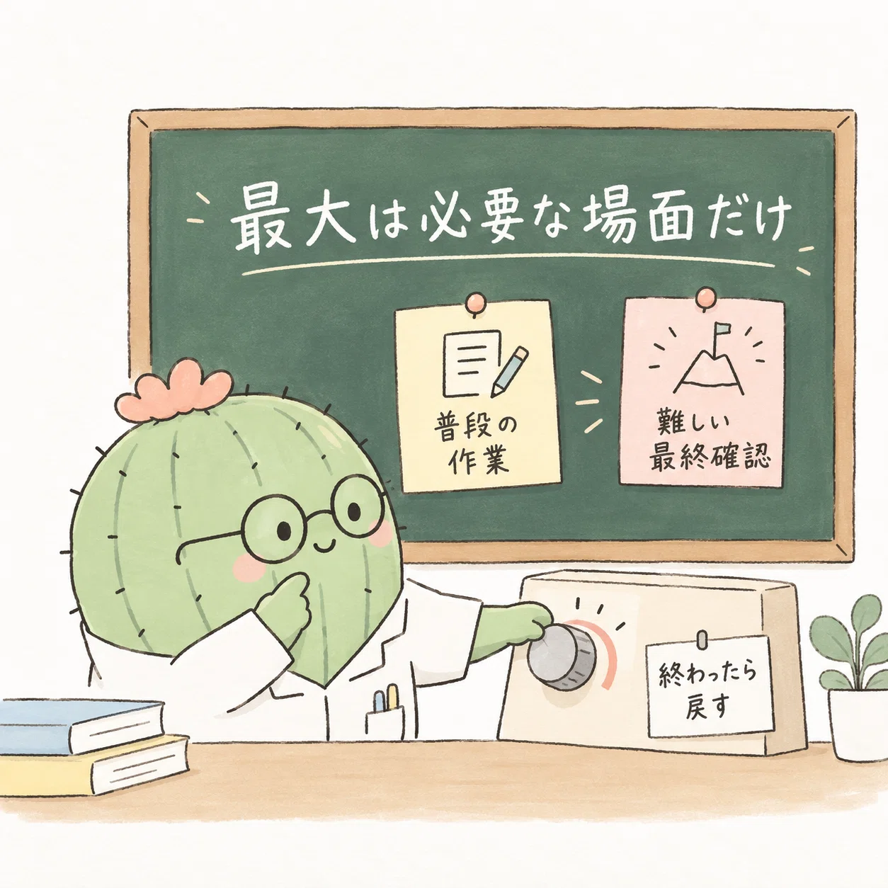 最大は必要な場面だけ使い、終わったら戻す
