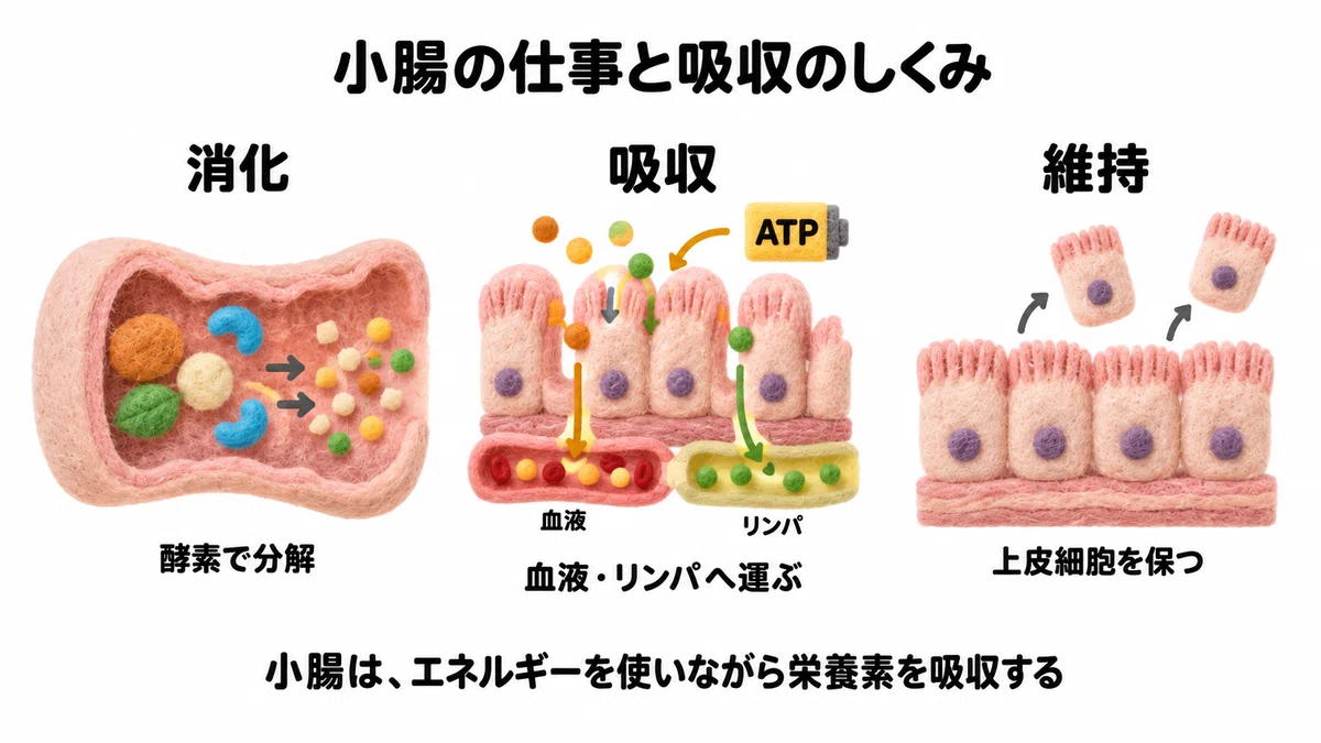 (2) The small intestine that connects what you eat to your body ...