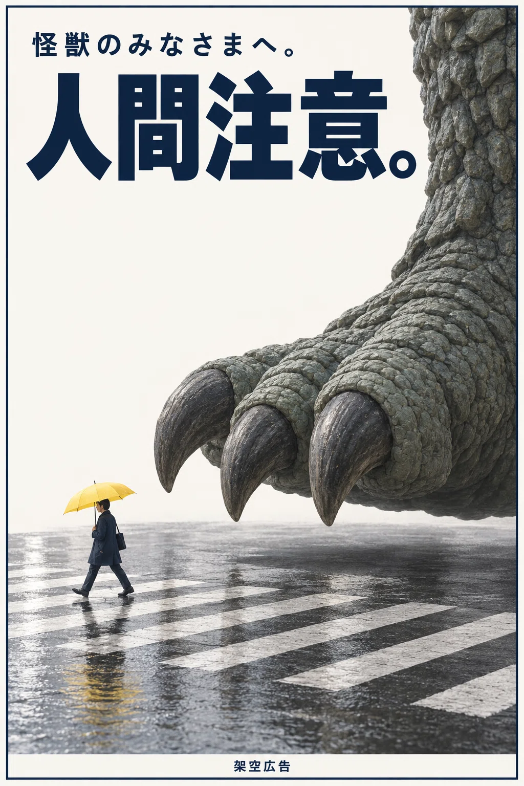 To the Kaiju. Beware of Humans. I made an inverted advertisement｜すぐ試す編集 ...