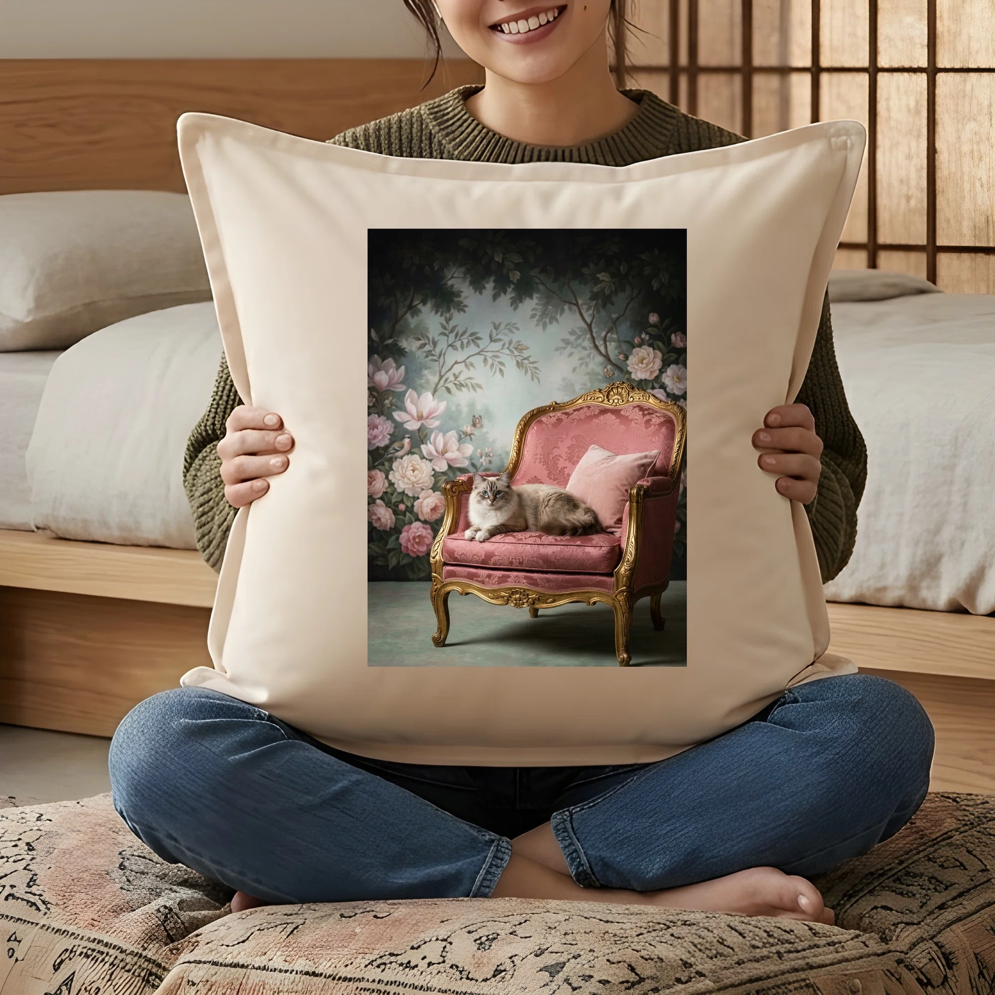 Birman Rococo Shabby Pink Cushion is now available!｜うちの子ルネサンス_ホーム&キッチン雑貨