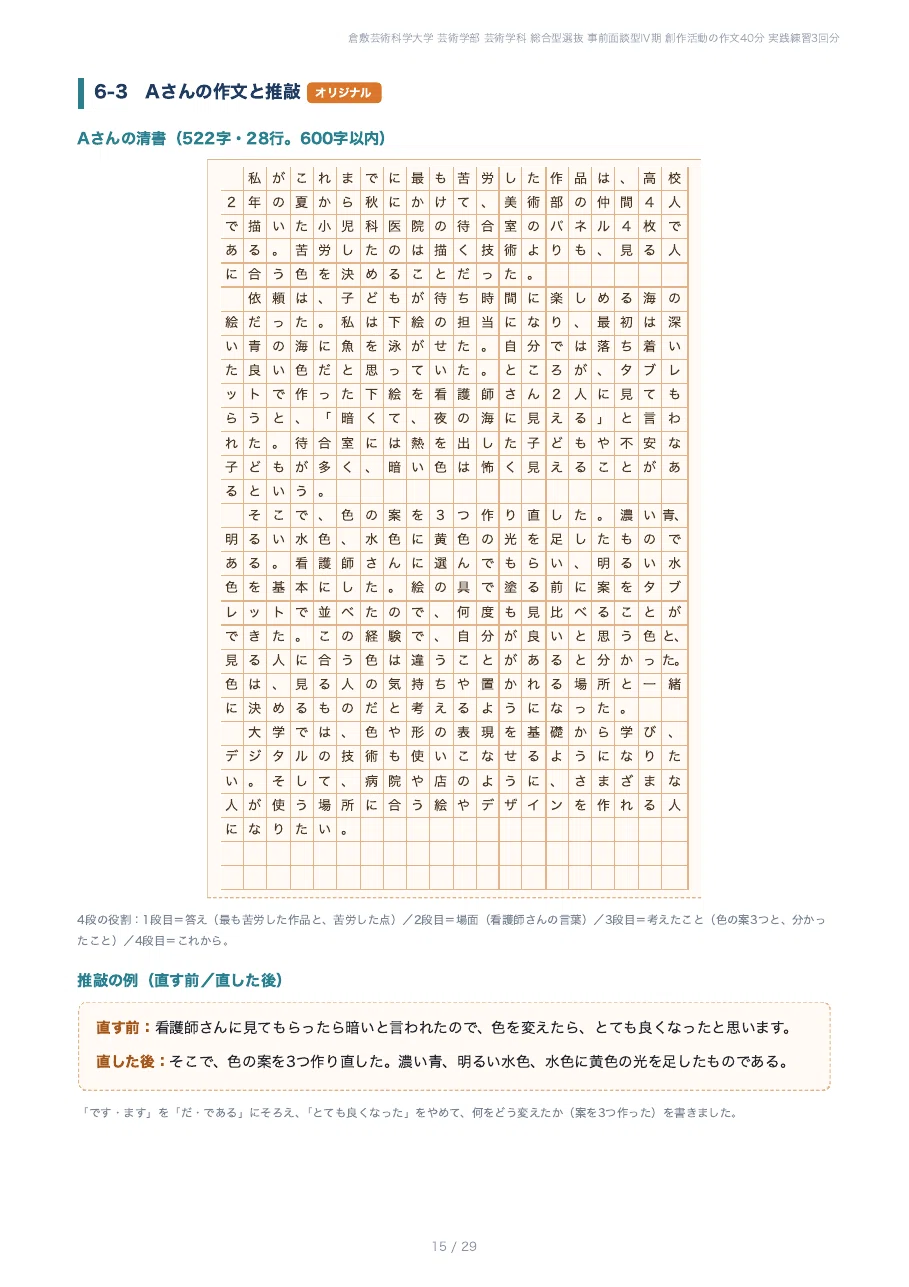[Kurashiki University of Science and the Arts, Faculty of Arts] Prepare ...