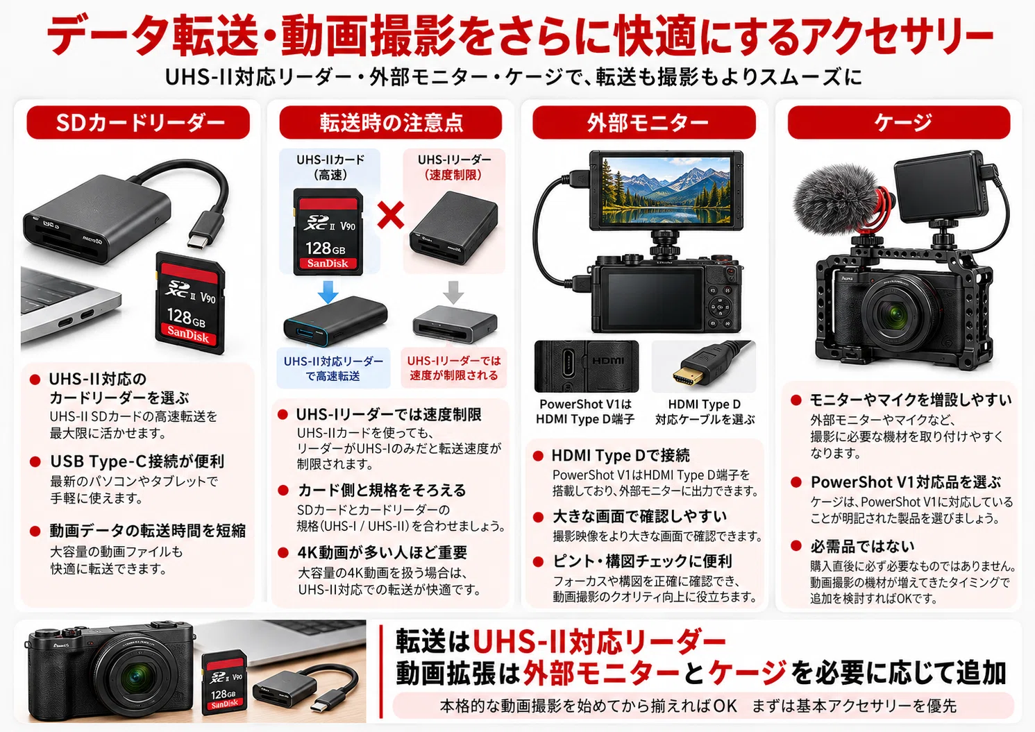 Canon PowerShot バッテリー・チャージャー・SDカード付き Cannon】PowerShot V1のおすすめアクセサリー｜必要なもの・一緒に買う