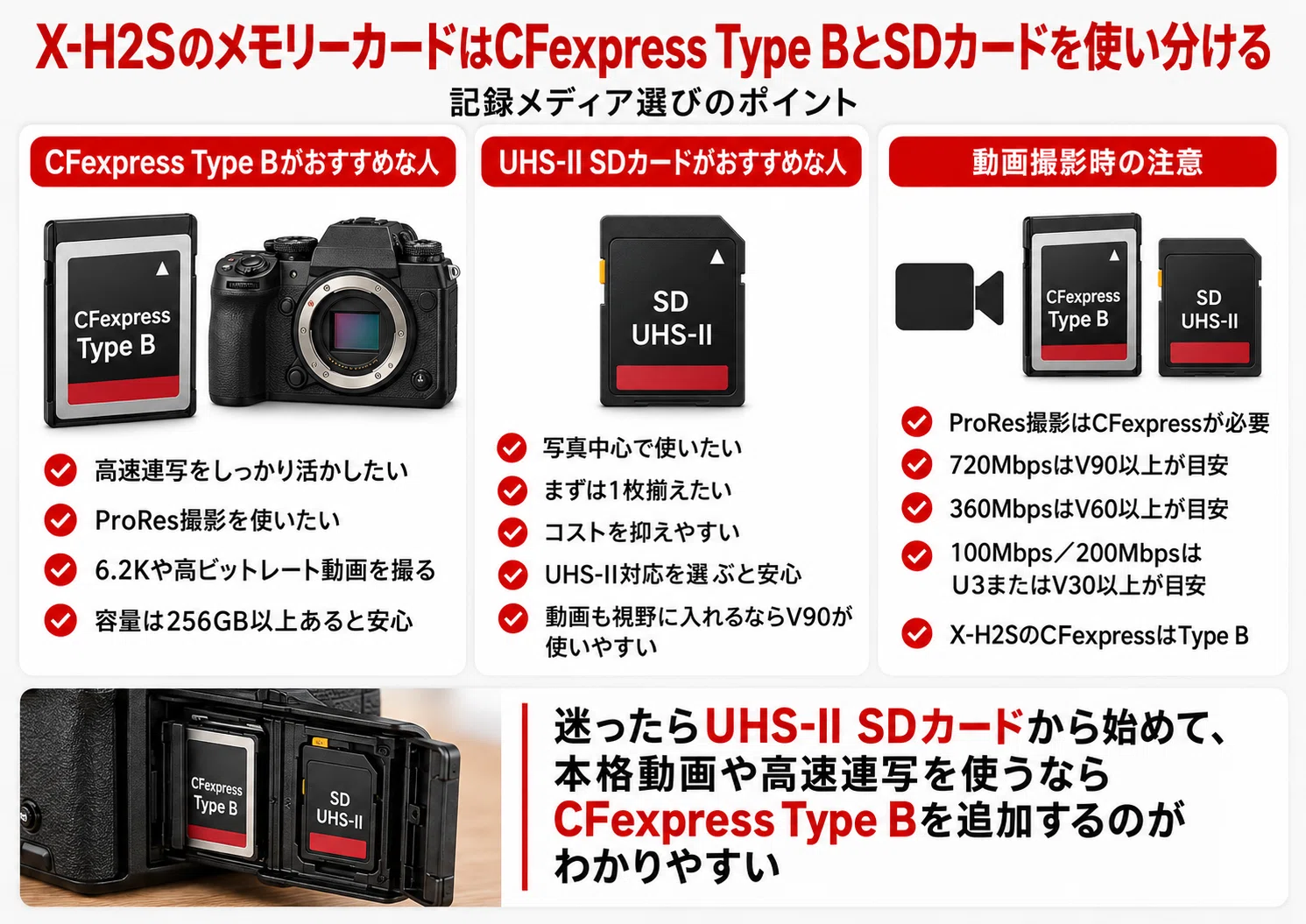FUJIFILM】X-H2Sのおすすめアクセサリー｜一緒に買うべき必要なものを