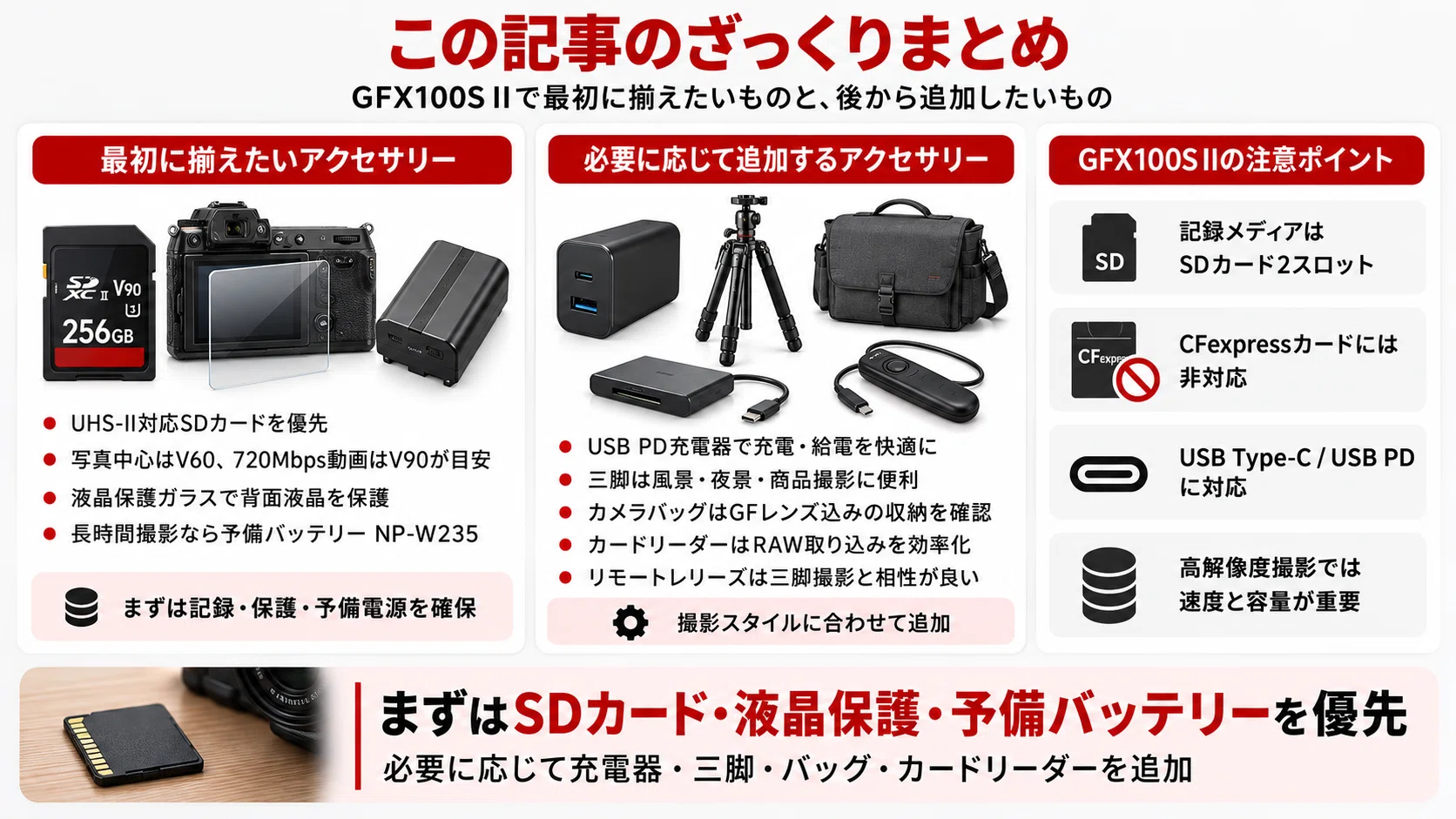 GFX100S IIのおすすめアクセサリー｜必要なもの・一緒に買うべき周辺