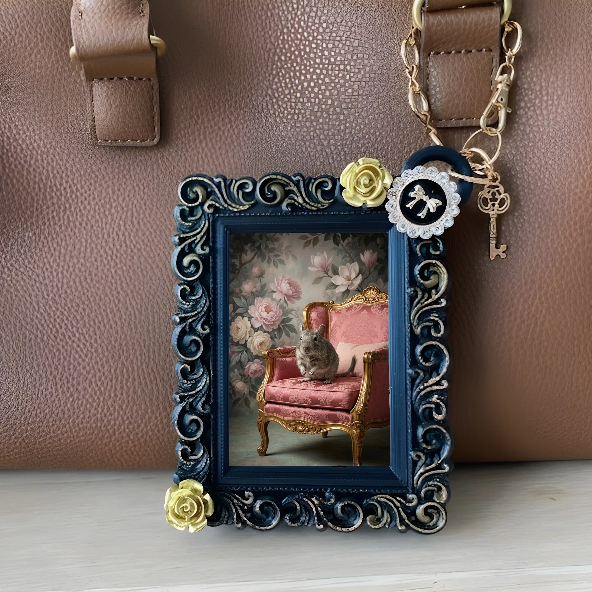 The Degu Rococo Shabby Pink Bag Charm is now available!｜うちの子ルネサンス_バッグ&チャーム