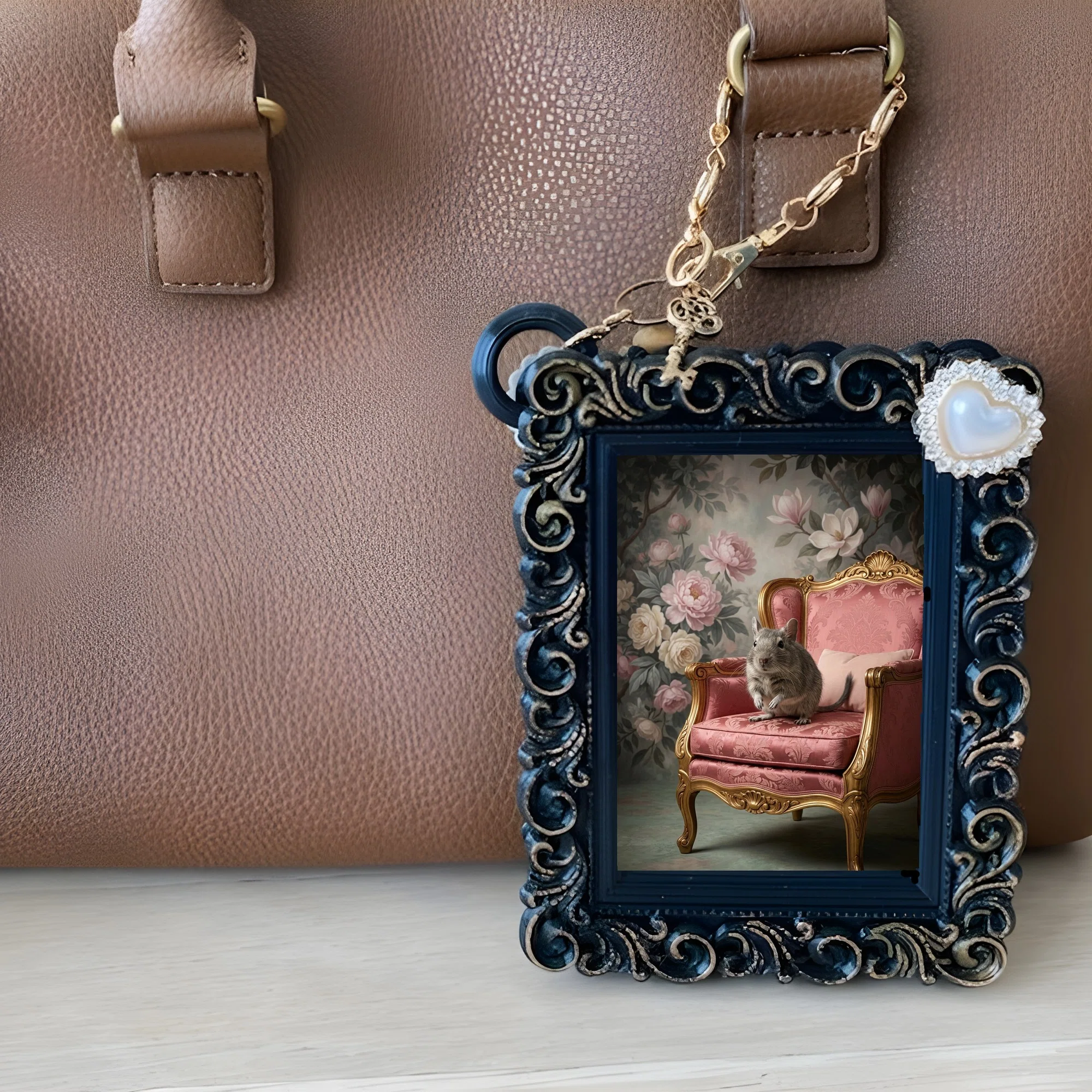 The Degu Rococo Shabby Pink Bag Charm is now available!｜うちの子ルネサンス_バッグ&チャーム
