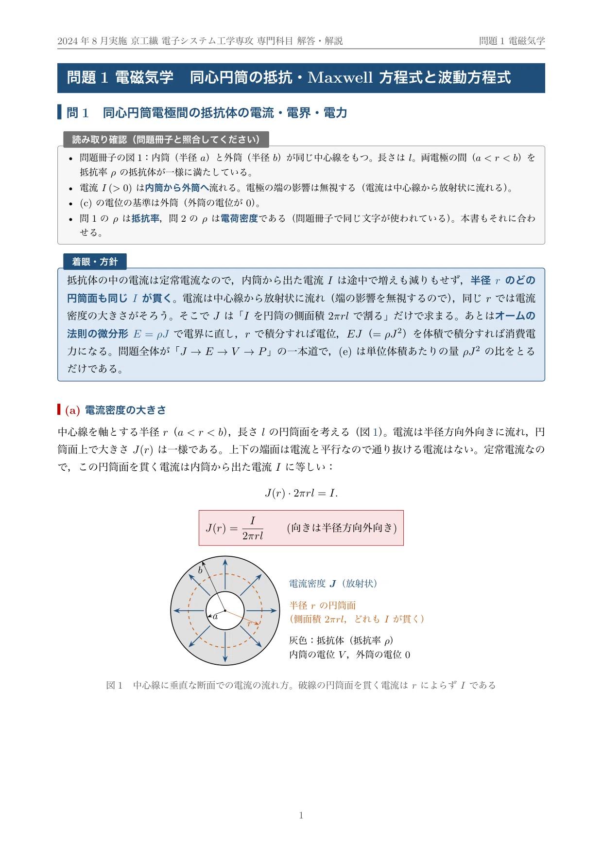 院試過去問】京都工芸繊維大学 電子システム工学専攻 専門科目 2024年