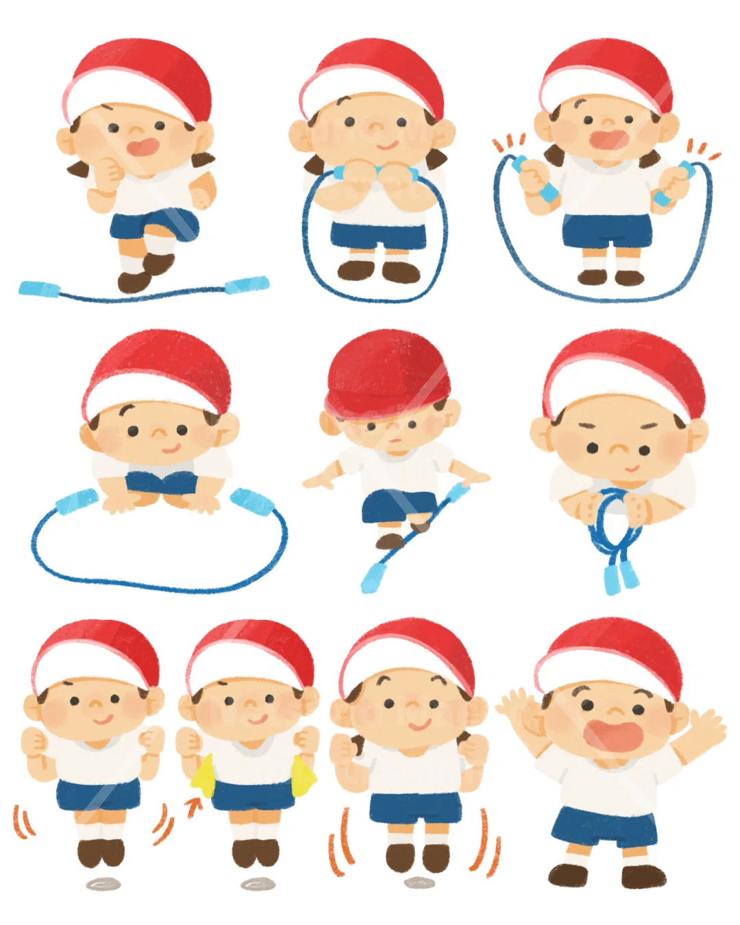From the step before jumping. Illustrations for jump rope learning ...