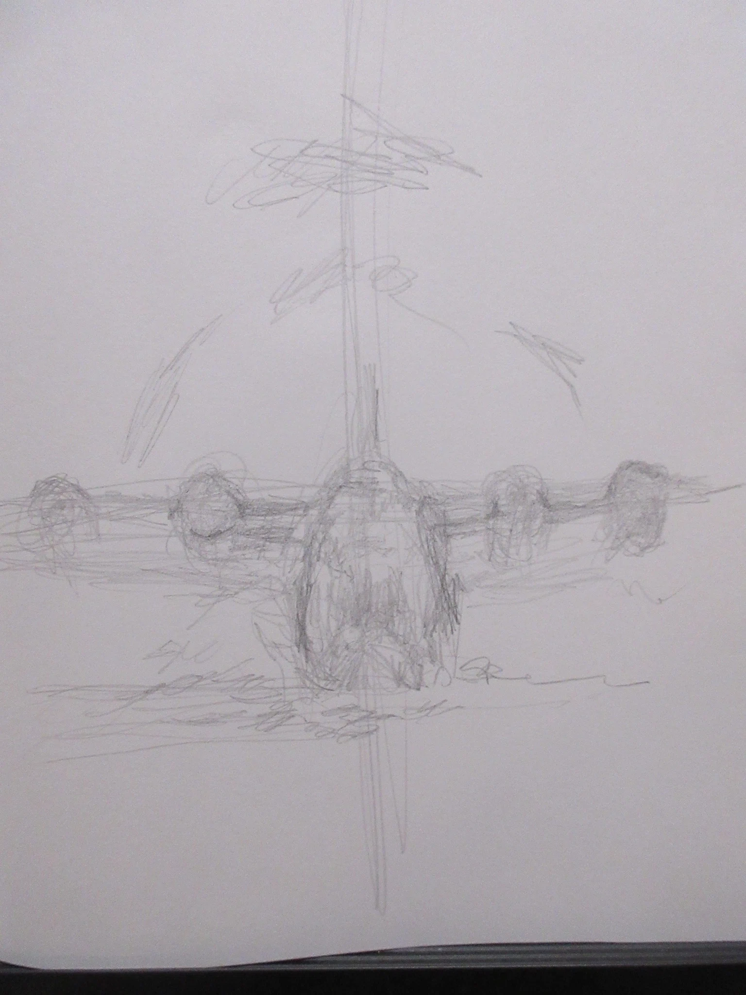 鉛筆画】緊急離水！ 迫りくる脅威からの脱出！ 絵コンテ風の感じで