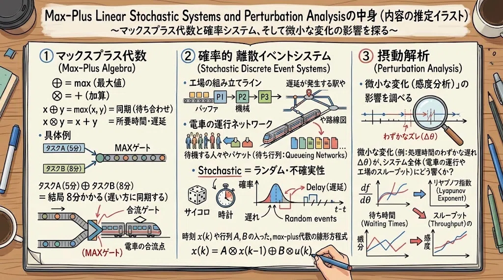 Max-Plus Linear Stochastic Systems and Perturbation Analysis📒｜まげ店長