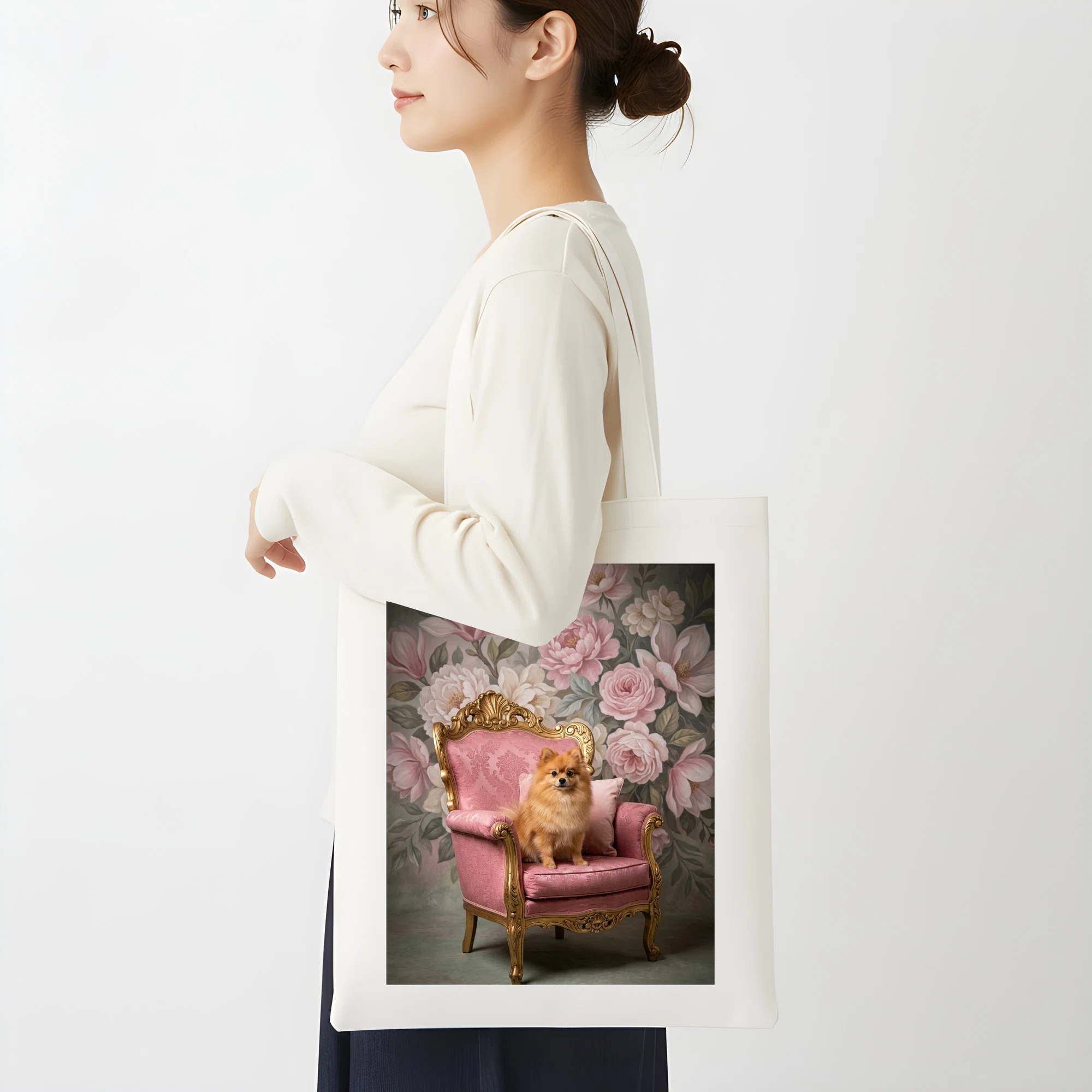 The Pomeranian Rococo-style shabby pink tote bag is now available!｜うちの子 ...