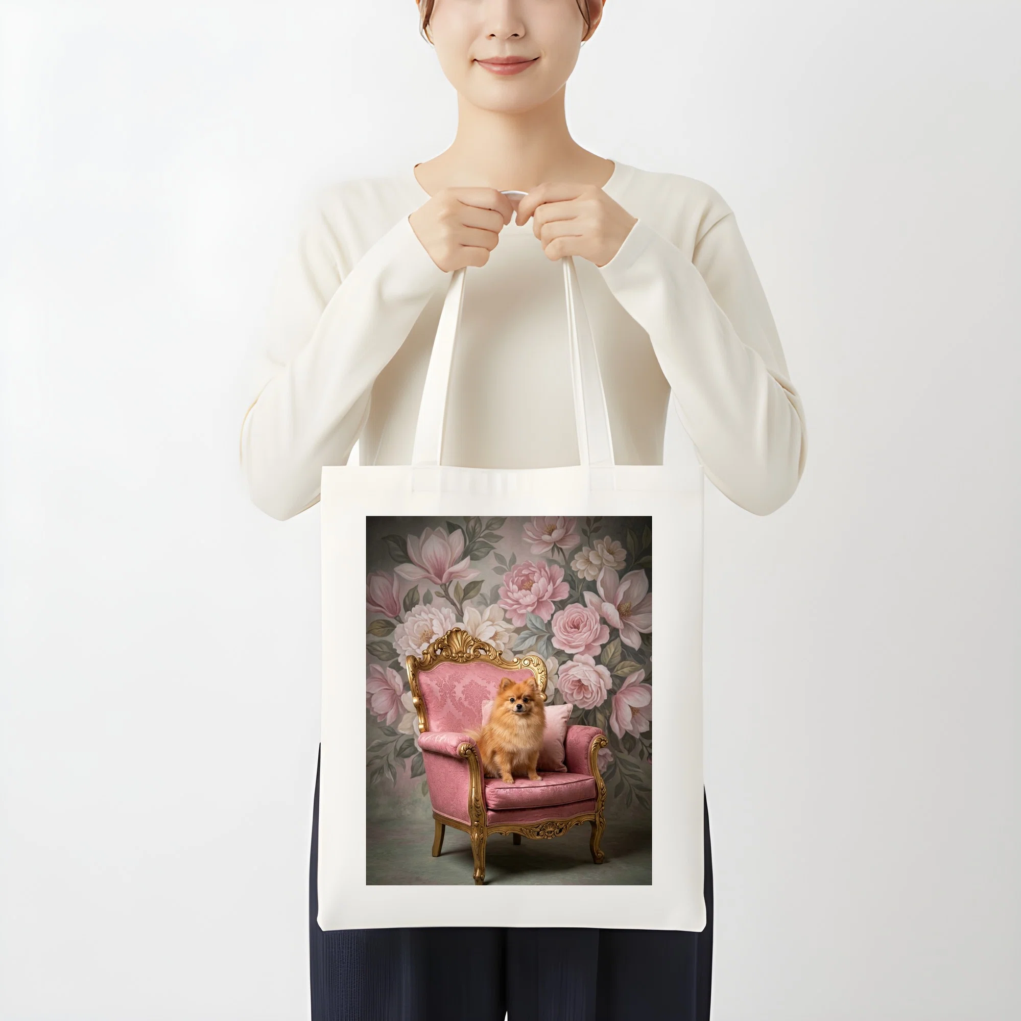 The Pomeranian Rococo-style shabby pink tote bag is now available!｜うちの子 ...