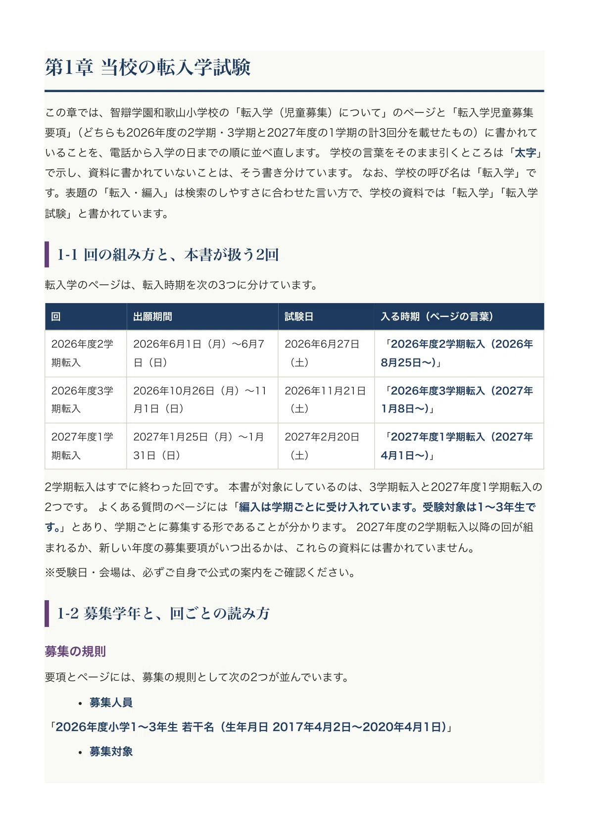 [Chiben Gakuen Wakayama Elementary School] Transfer and Enrollment Exam ...