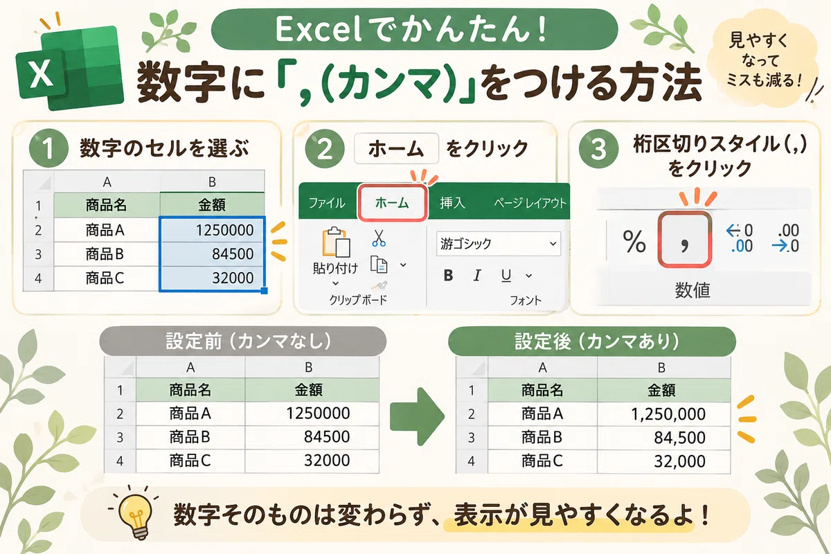 How to make Excel numbers easier to read | Just adding commas to ...