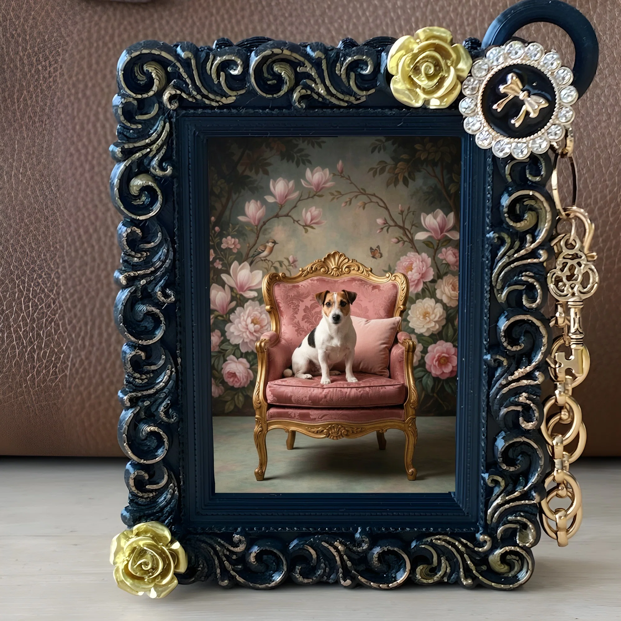 A Jack Russell Terrier Rococo-style shabby pink bag charm is now ...