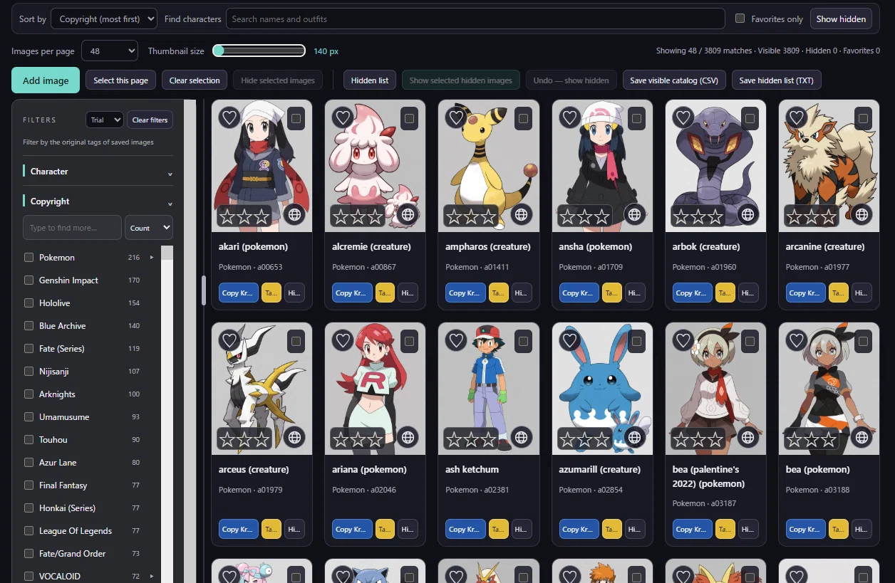 We have released the 'Character Catalog' for finding Krea2 generation ...