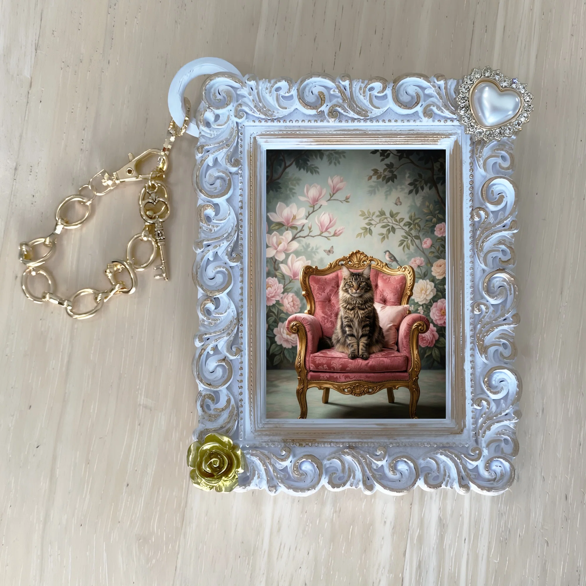 A Rococo-style shabby pink Maine Coon bag charm is now available!｜うちの子 ...