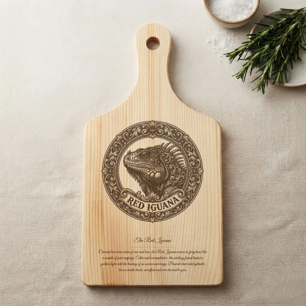 A Renaissance portrait cutting board of a red iguana is now available ...
